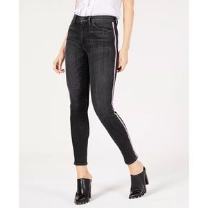 Hudson Barbara Side-Striped Skinny Jeans Ankle Dark Wash High Rise